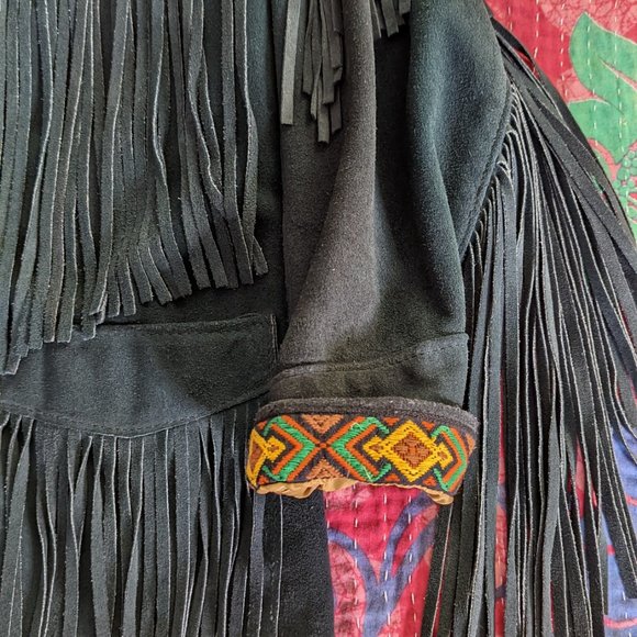 Vintage Schott Western Authentic Styling Fringe Suede Jacket in Emerald Green - Picture 15 of 15